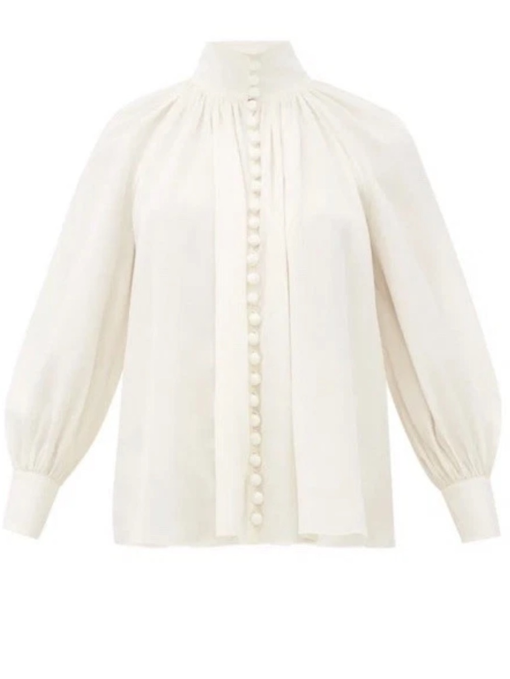 Zimmermann Cream High-Neck Button-Down Blouse